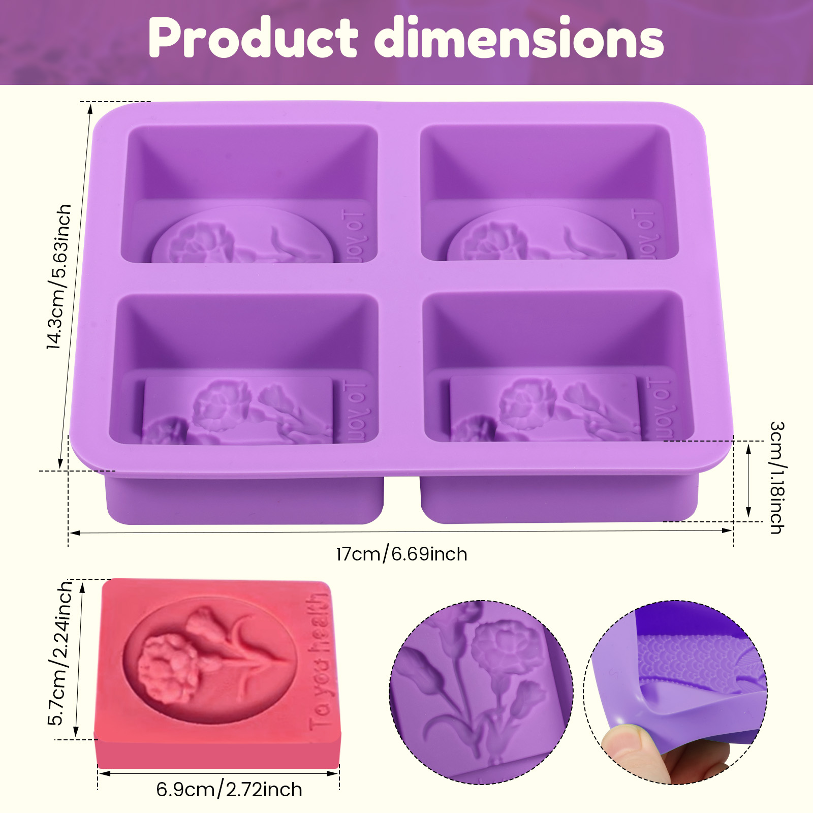 2Pcs Square Flower Handmade So - Soap Making Essentials 评论和价格