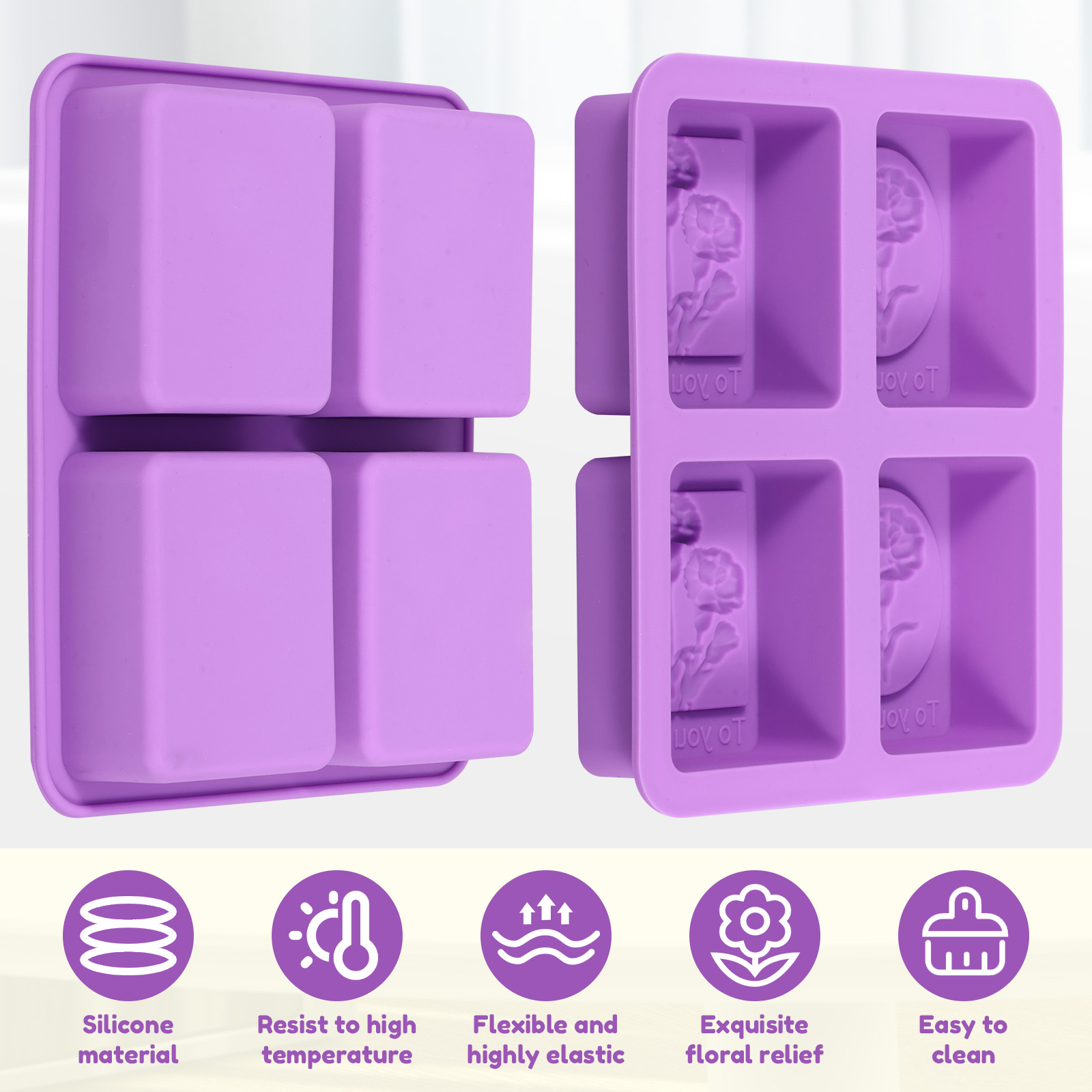 2Pcs Square Flower Handmade So - Soap Making Essentials 评论和价格